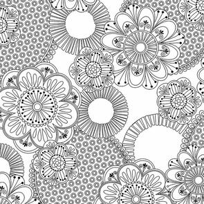 Michael Miller Color Me /Hayley Crouse White Floral Fantasy