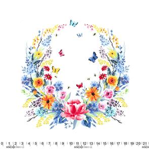 Michael Miller Garden Party White Floral Wreath 24" Panel