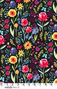 Michael Miller Garden Party Black Meadow Menagerie