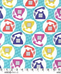 Michael Miller Hello /Swirly Girls Design Call Me! - Aqua