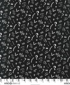 Michael Miller Hello | Black & White /Swirly Girls Design Puntuate It! - Black