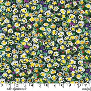 Michael Miller Eat, Sleep, Garden Lawn Daisies Yellow