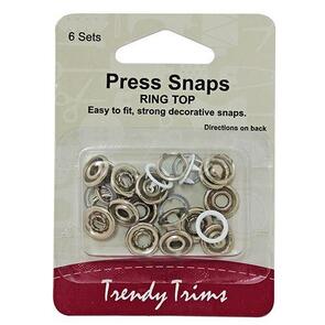 Trendy Trims Ring Top Press Snaps 6/Pkg