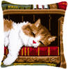 Vervaco Cross Stitch Cushion Kit - Cat sleeping on bookshelf