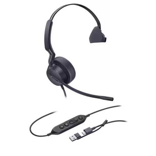 USB (Wired) Mono Headset, for UC and MS Teams, USB C/A