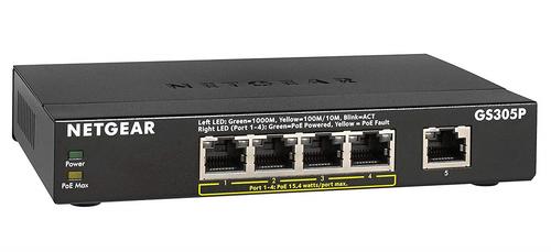 5-Port Gigabit PoE Switch, 4 PoE Ports, Desktop Sized