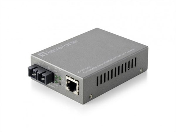 Managed Fiber Media Converter, 10/100BASE-TX to 100BASE-FX, Multimode, SC, DHCP Client, LLR (Link Loss Return), 802.1Q VLAN and Double VLAN