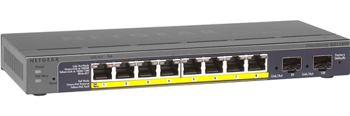 ProSafe 8-port Gigabit Ethernet PoE Smart Switch, 2 Gigabit SFP Ports, 46W Total PoE Budget