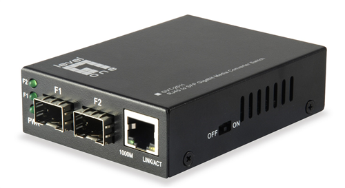 RJ45 to SFP Gigabit Media Converter Switch, 2 x SFP, 1 x RJ45