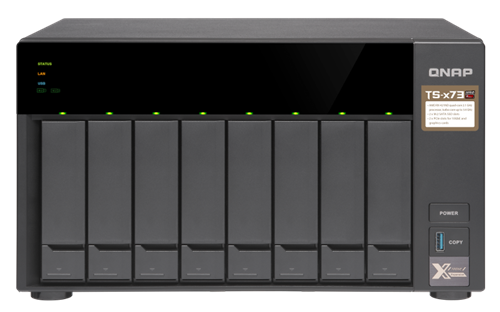 8-Bay NAS, Quad-core 2.1 GHz CPU, 4GB RAM, 2x M.2, 2x PCIe, 4x GigE