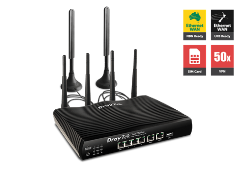 4G Router/Firewall, Dual GigE WAN, IPSec & PPTP VPN, QoS, 802.ac WiFi DV2926LAC