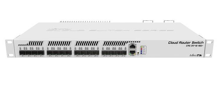 Cloud Router Switch, 16 SFP+ 10GigE ports, 1 GigE RJ45 port