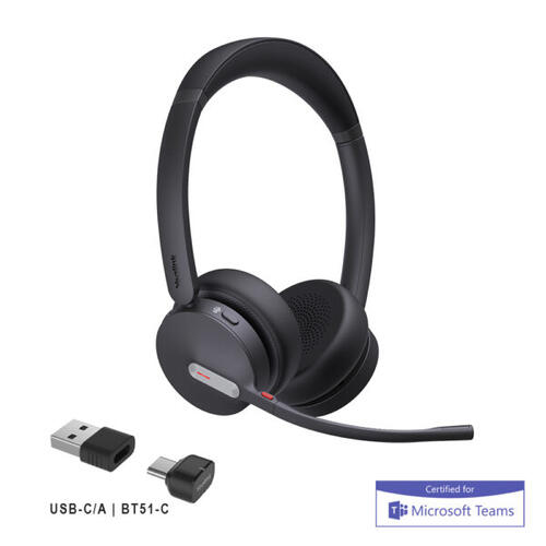 Bluetooth Wireless Headset, Stereo, UC/TEAMS, with USB-A and USB-C