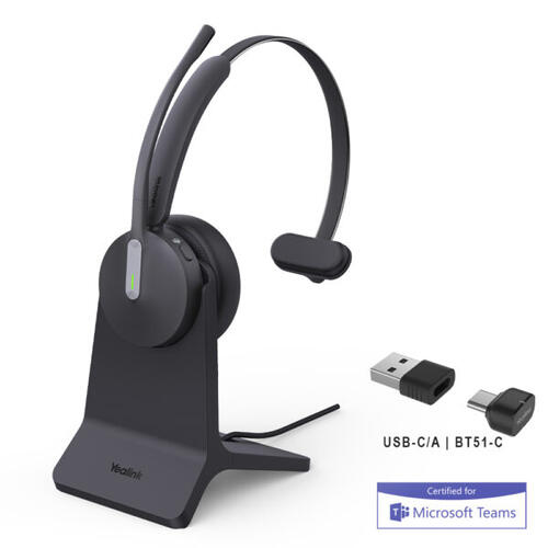 Bluetooth Wireless Headset, Mono, UC/TEAMS, USB-A, with Stand