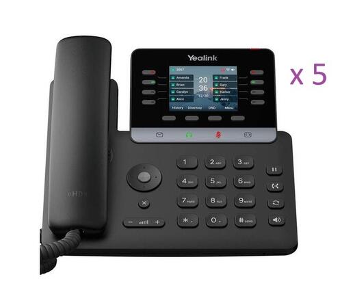 5 pack of IP Phone, Dual GigE, 2.8in LCD, PoE, Built-in WiFi 6 and Bluetooth