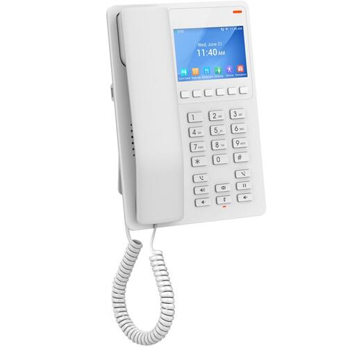 Desktop Hotel SIP IP Phone with 3.5' Colour LCD, PoE, Dual-band WiFi 6 - White