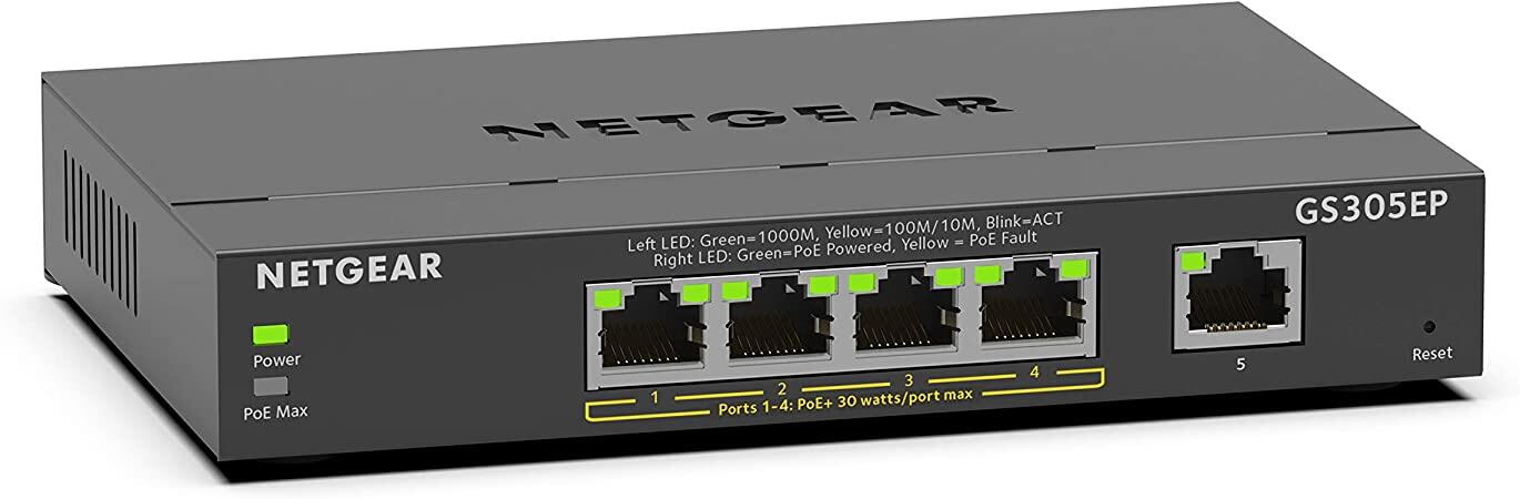 5-Port Gigabit PoE Smart Switch, 802.3at/af PoE, 4 PoE Outputs, 63W