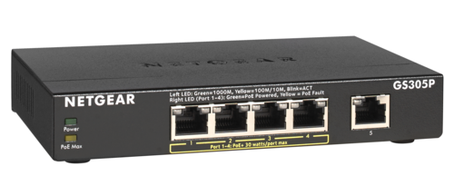5-Port Gigabit PoE Switch, 4 PoE Ports, Desktop Sized, 63W PoE Budget