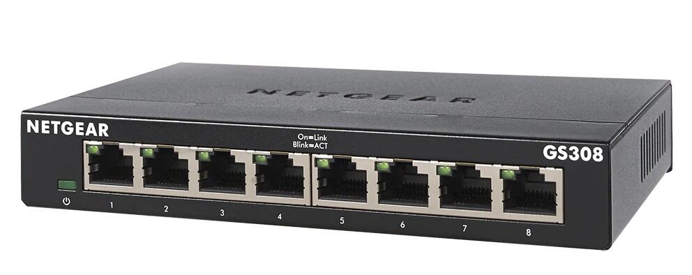8-Port Gigabit Ethernet Switch, Unmanaged, Desktop Size, Metal Case