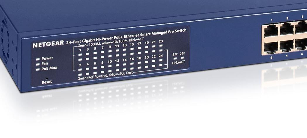 24-Port Gigabit Managed PoE Switch, 2 SFP, 802.3at PoE+, 380W