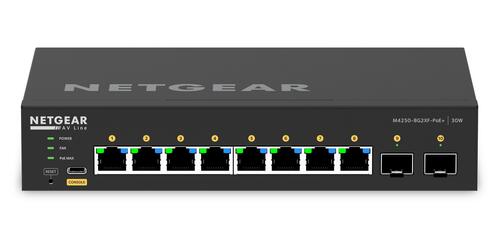 AV Line Managed POE+ Switch, 8x1G PoE+, 2x10GigE SFP+ (M4250-8G2XF-PoE+)