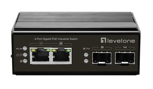 4-Port Gigabit PoE Industrial Switch, DIN-Rail, -40°C to 75°C, 2x RJ45 (Promotional price)