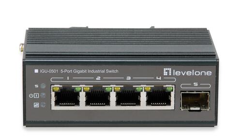 5-Port Gigabit Industrial Switch, DIN-Rail, -40°C to 75°C, 1x SFP (Promotional price)