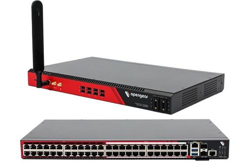 OM2224-24E-10G, 24 selectable serial ports + 24x 1GbE switch, 10GbE SFP+,  Docker Support, TPM 2.0, 4G LTE-A Pro, Dual DC