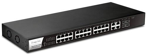 28-Port Gigabit Ethernet PoE/PoE+ Smart Switch, 24 PoE Ports, 4 Combo RJ45/SFP