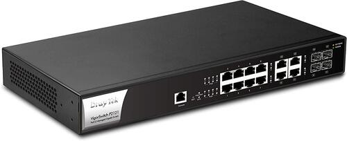 12-Port Gigabit Ethernet PoE/PoE+ Managed Switch, 8 PoE Ports, 4 Combo RJ45/SFP