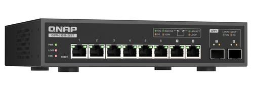 8-Port Manged Ethernet Switch, 8x 10GbE Multi-Gig RJ45 Ports (10G/5G/2.5G/1G/100M), 2x Shared 10GbE SFP+ (10G/1G) or Multi-Gig RJ45