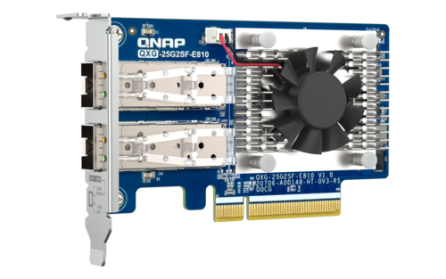 Dual-port SFP28 25GbE network expansion card for NAS, PC or Server. Low-profile form factor, PCIe Gen4 x8