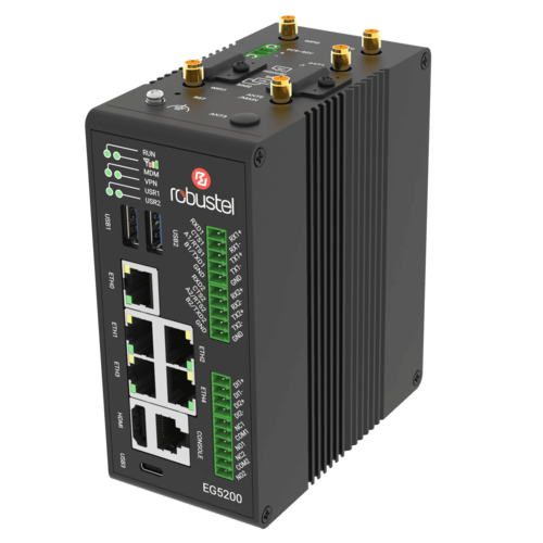 Industrial edge computing gateway with Dual-SIM 5G, 5x Gigabit LAN, WiFi, GPS, Serial, Console, HDMI, Relay