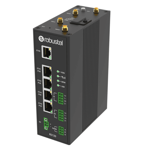 4G Router, 5x Ethernet with 4x PoE, 1x RS485, 2x DI, 2x DO, WiFi (R2120)