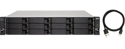 Rackmount high-capacity 12-Bay JBOD storage enclosure with redundant power, USB 3.2 Gen 2 Type-C