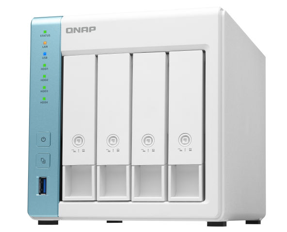 4-Bay NAS, Quad-core 1.7 GHz CPU, 1GB RAM, 2x GigE