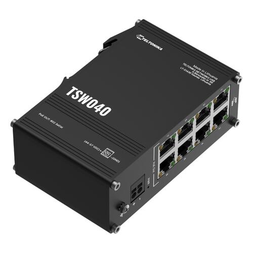 8-Port 10/100 PoE+ Switch with Integrated DIN Rail Mounting