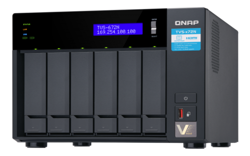 6-Bay NAS, Intel Quad Core i3-8100T CPU, 4GB RAM, 2x 1GbE, 1x 5GbE