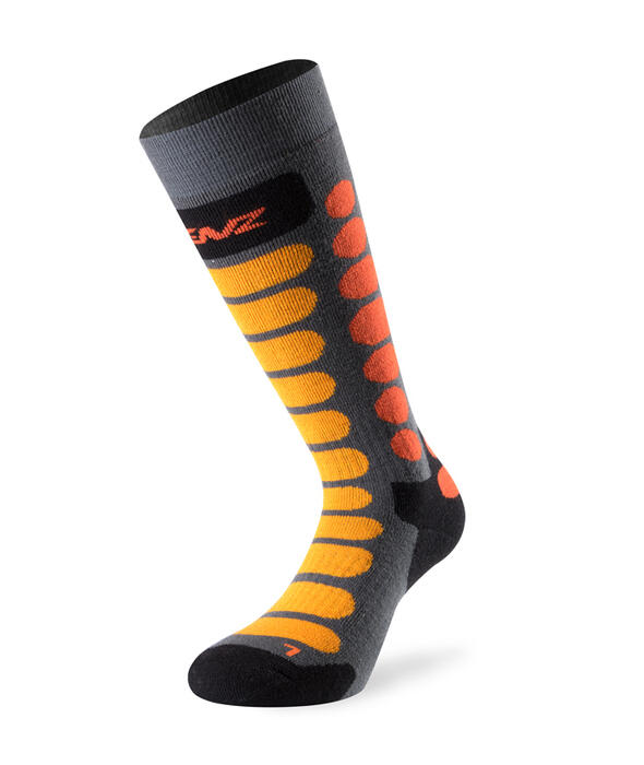 Lenz Skiing 1.0 Kids Socks - Grey/ Orange