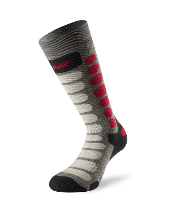 Lenz Skiing 1.0 Kids Socks - Grey/ Pink