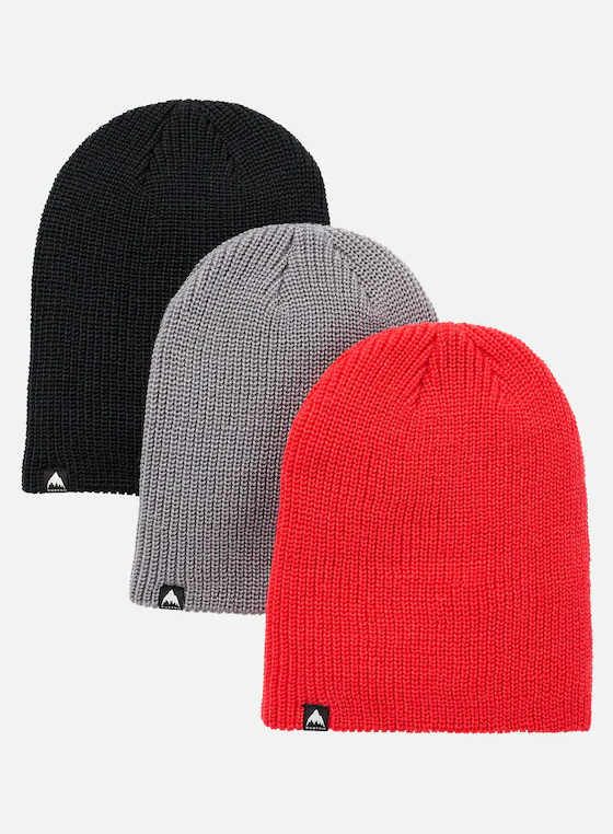 Burton Recycled DND Kids Beanie - 3 Pack True Black/Sharkskin/Tomato
