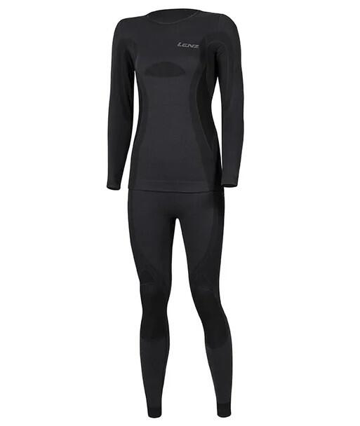 Lenz Womens Merino Base Layer Set with Long Pant - Black