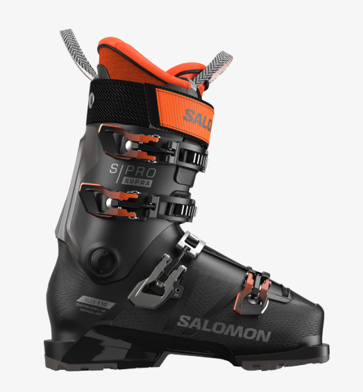 Salomon S/Pro Supra 110 Ski Boot - Black/Dark Gray Met/Orange Tiger