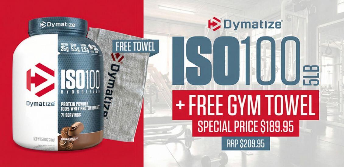 Dymatize iso 100 5lb with gym towel 